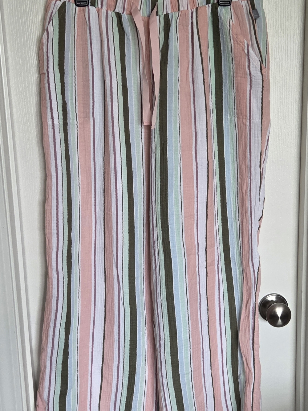 Cacique Pink, Olive & Mint Striped Pajama Pants